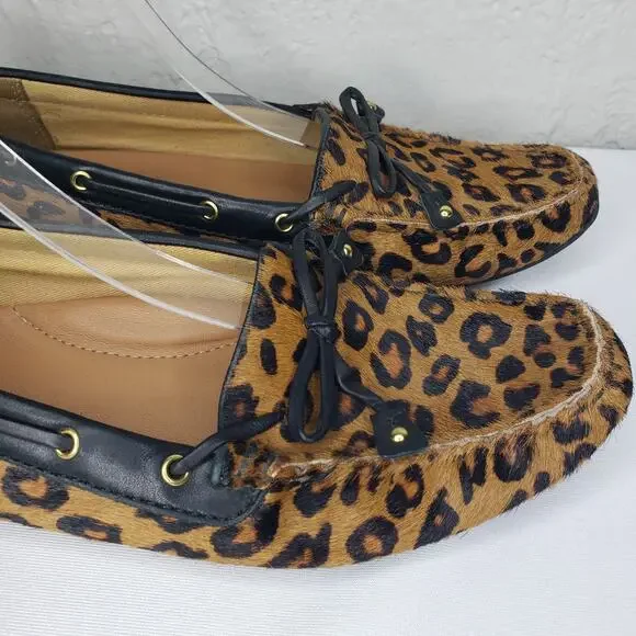Clarks Dunbar Womens 9 Cruiser Pony Hair Slip-on Moccasin Loafers Leopard Print - Picture 5 of 16